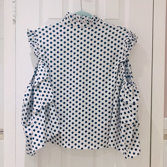 NWT Walter Baker Blue Polka Dot Open Shoulders Blouse / Top - Picture 4 of 15